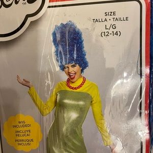 Marge Simpson costume Comes with Wig, dress and necklace.